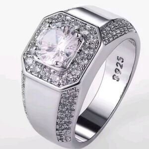 Elegant 925 Silver Mens Ring Sz 11